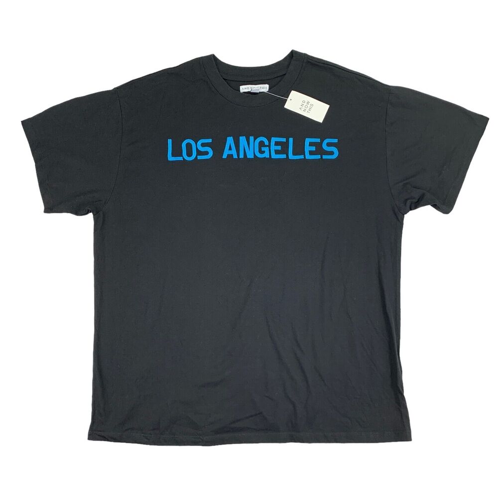 And Now This Mens Oversized Fit Embroidered Los Angeles T-Shirt Black L
